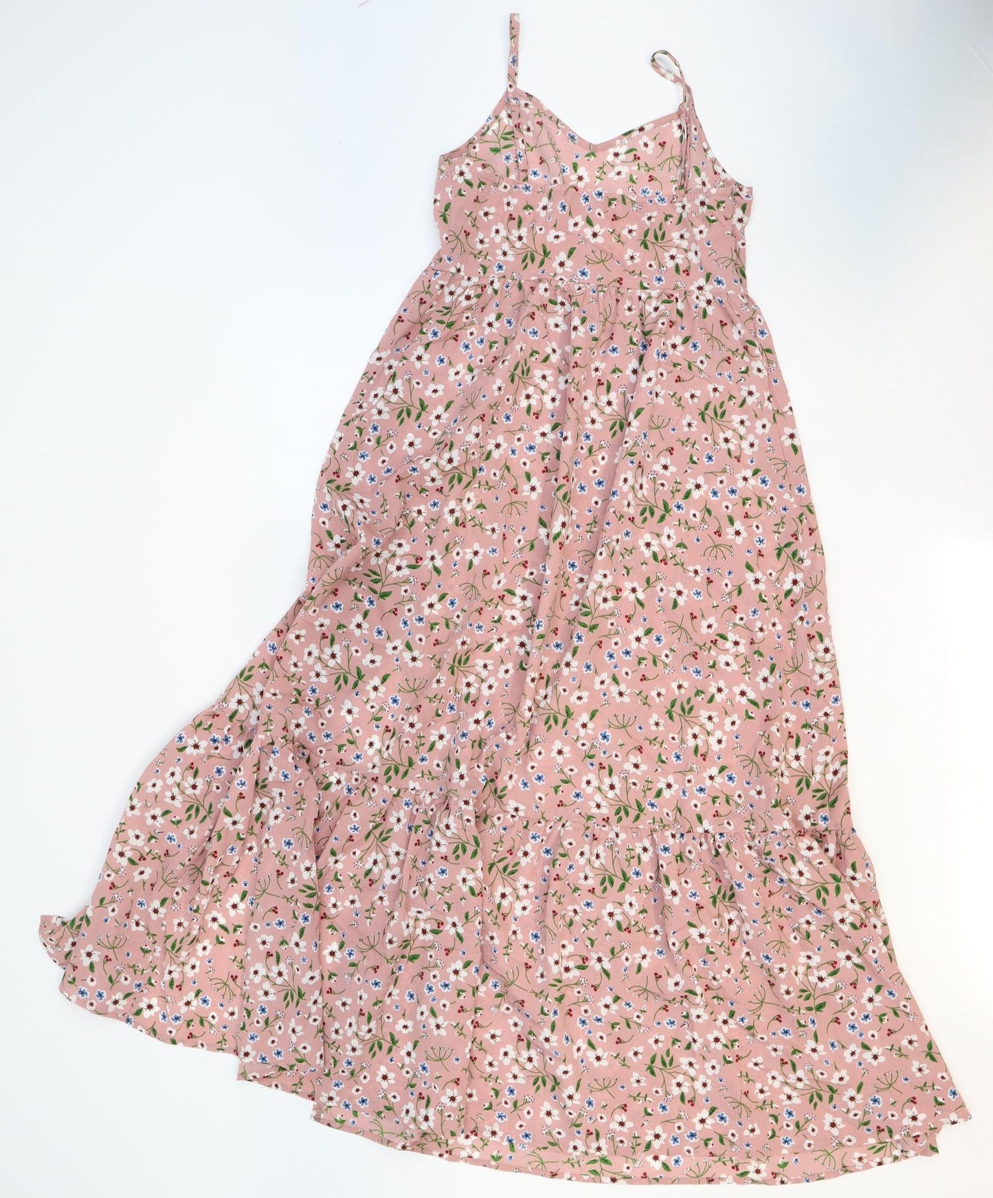 SheIn Girls Pink Floral Polyamide Trapeze & Swing Size 12-13 Years V-Neck