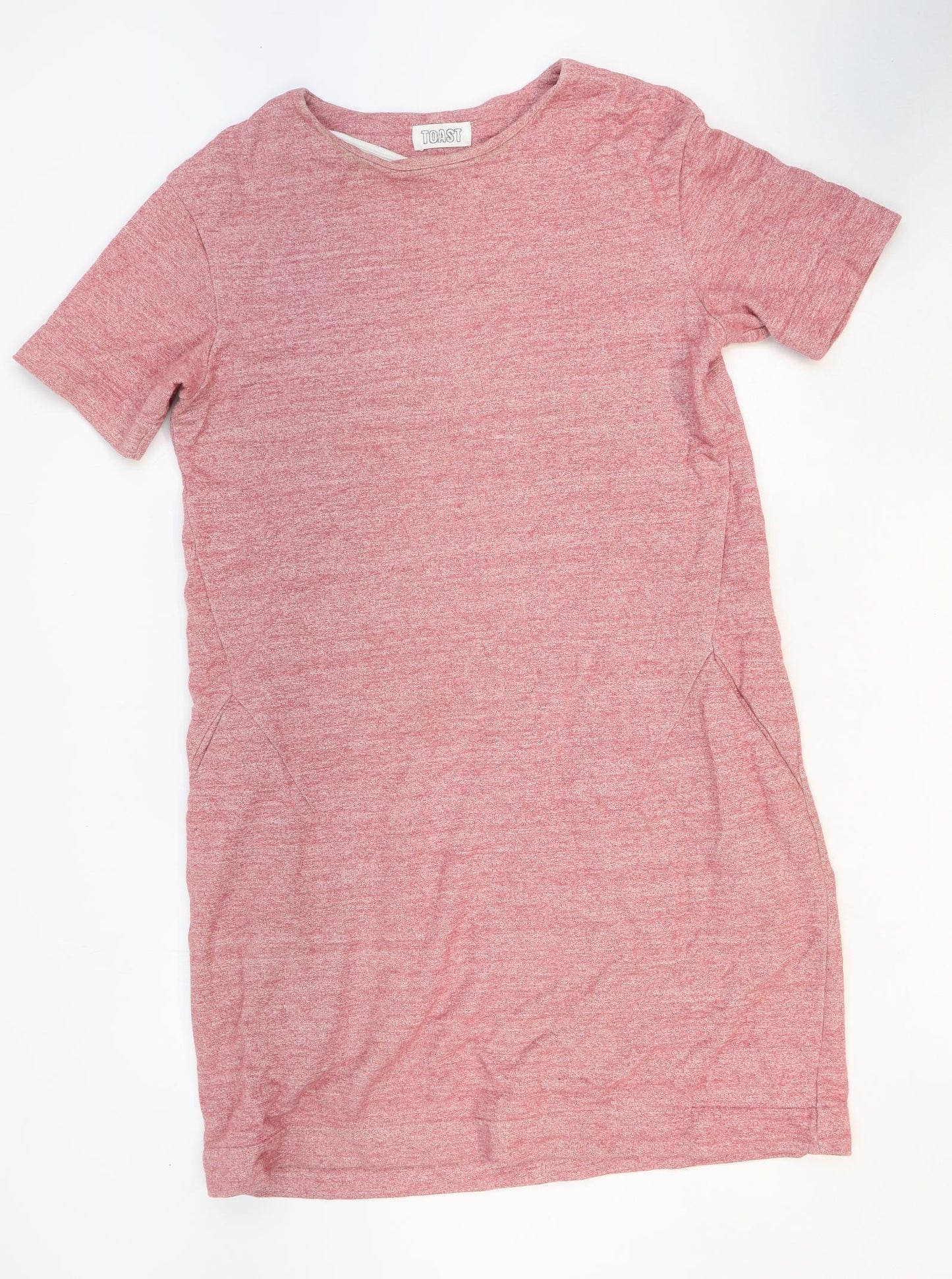 Toast Womens Pink 100% Cotton T-Shirt Dress Size 16 Round Neck Pullover