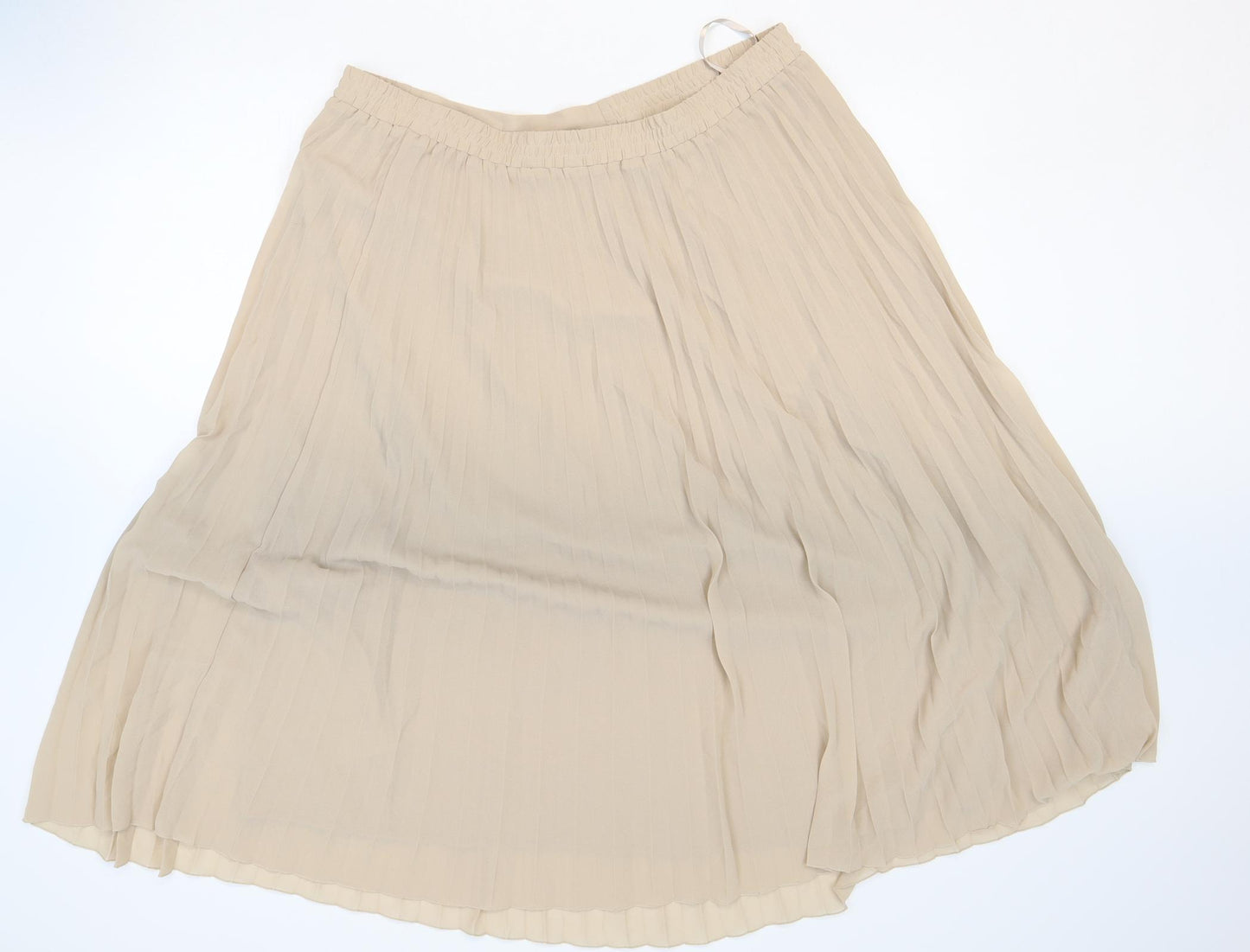 Marks and Spencer Womens Beige Polyester Pleated Skirt Size 20