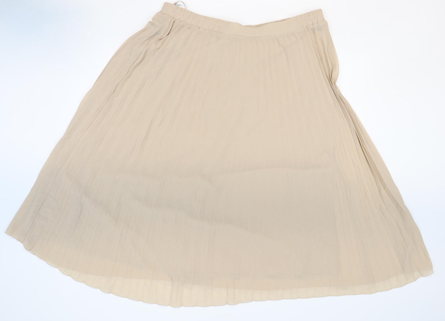 Marks and Spencer Womens Beige Polyester Pleated Skirt Size 20