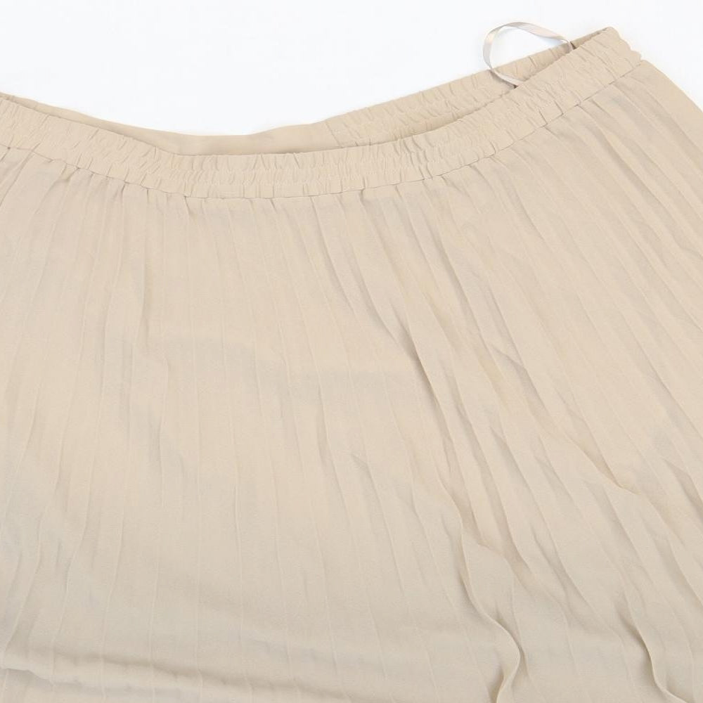 Marks and Spencer Womens Beige Polyester Pleated Skirt Size 20
