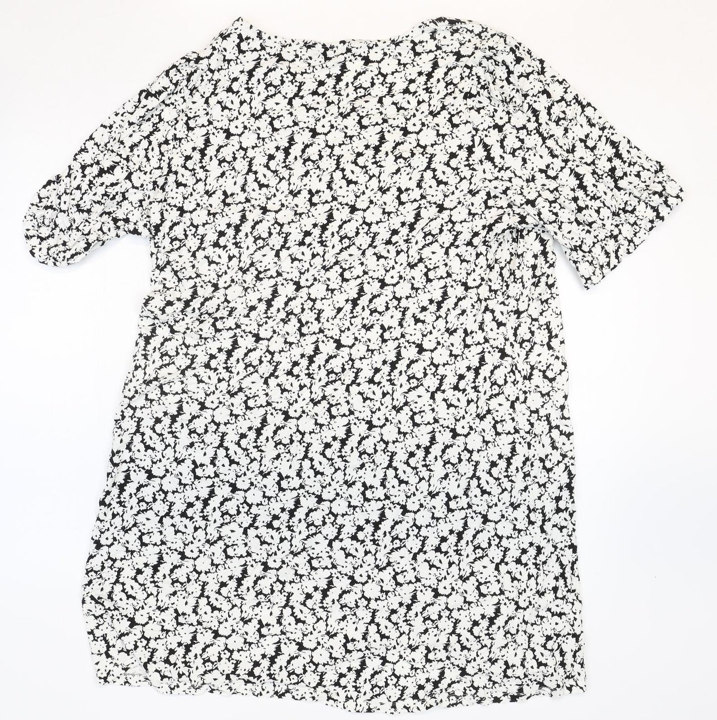 Marks and Spencer Womens White Floral Polyester Tunic T-Shirt Size 20 Scoop Neck