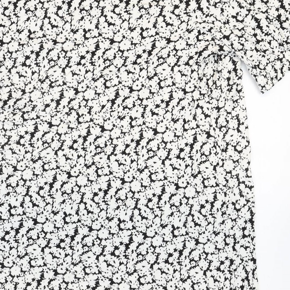 Marks and Spencer Womens White Floral Polyester Tunic T-Shirt Size 20 Scoop Neck
