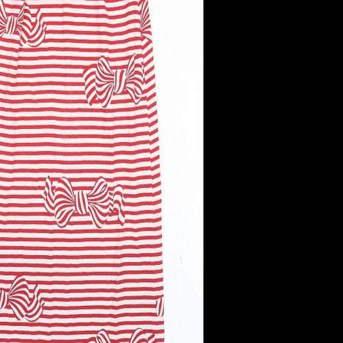 Kate Mack Womens Red Striped Cotton Tank Dress Size 12 Scoop Neck Pullover - Bow Pattern