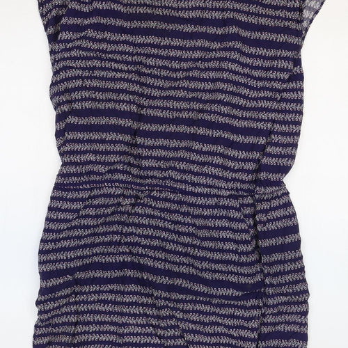 Gap Womens Blue Geometric Viscose Shift Size L Boat Neck Pullover
