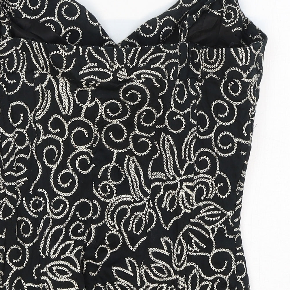 Preworn Womens Black Floral Polyester Basic Tank Size 36 V-Neck