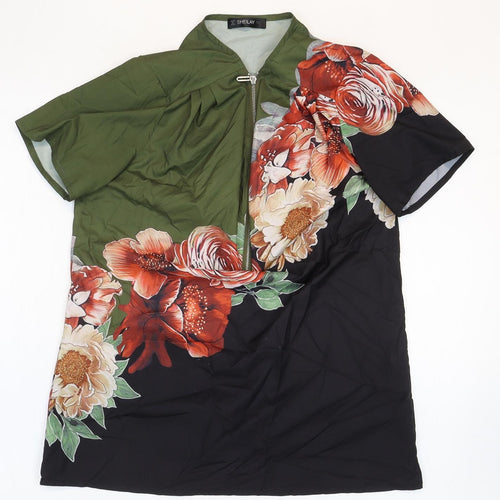Shelay Womens Multicoloured Polyester Basic T-Shirt Size S Round Neck - Flower Detail