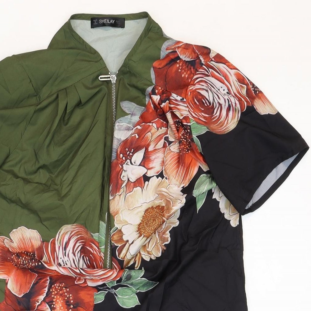 Shelay Womens Multicoloured Polyester Basic T-Shirt Size S Round Neck - Flower Detail