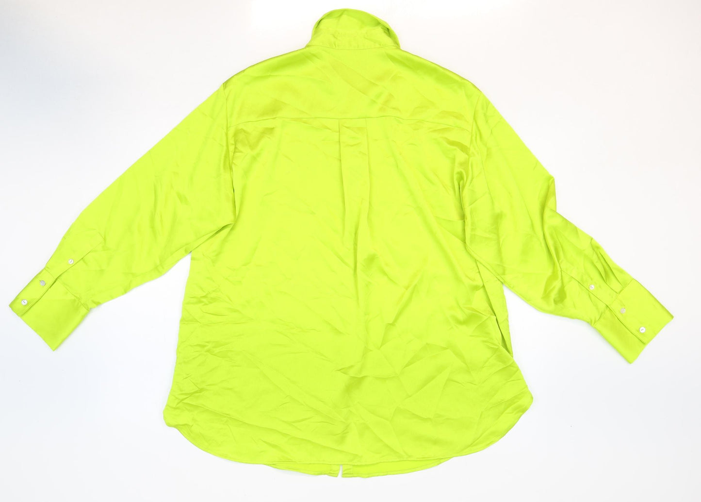 Marks and Spencer Womens Green Polyester Basic Button-Up Size 16 Collared