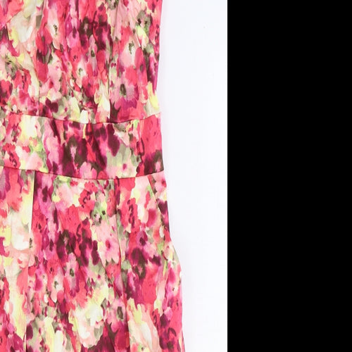 Amphora Womens Pink Floral Cotton Sheath Size 8 Boat Neck Zip