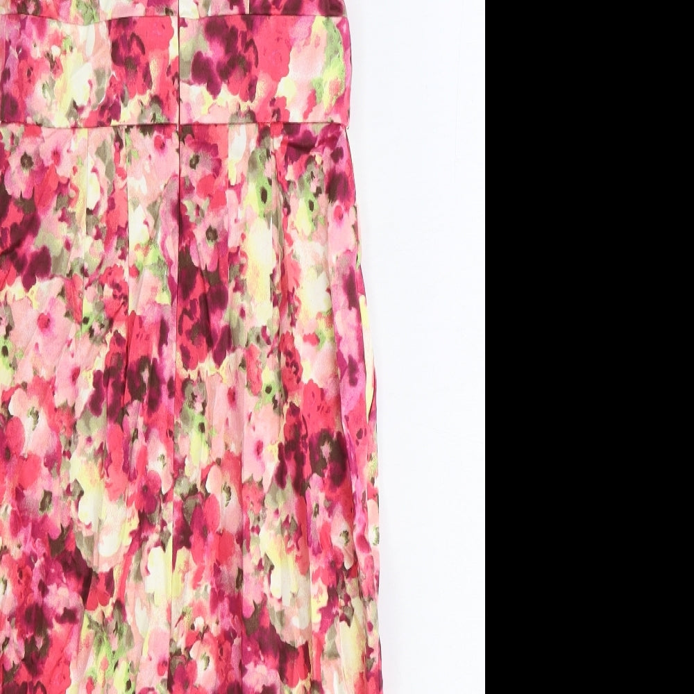 Amphora Womens Pink Floral Cotton Sheath Size 8 Boat Neck Zip