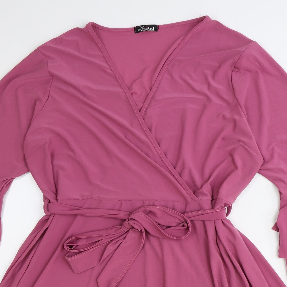 Yours Womens Pink Polyester A-Line Size 20 V-Neck Tie