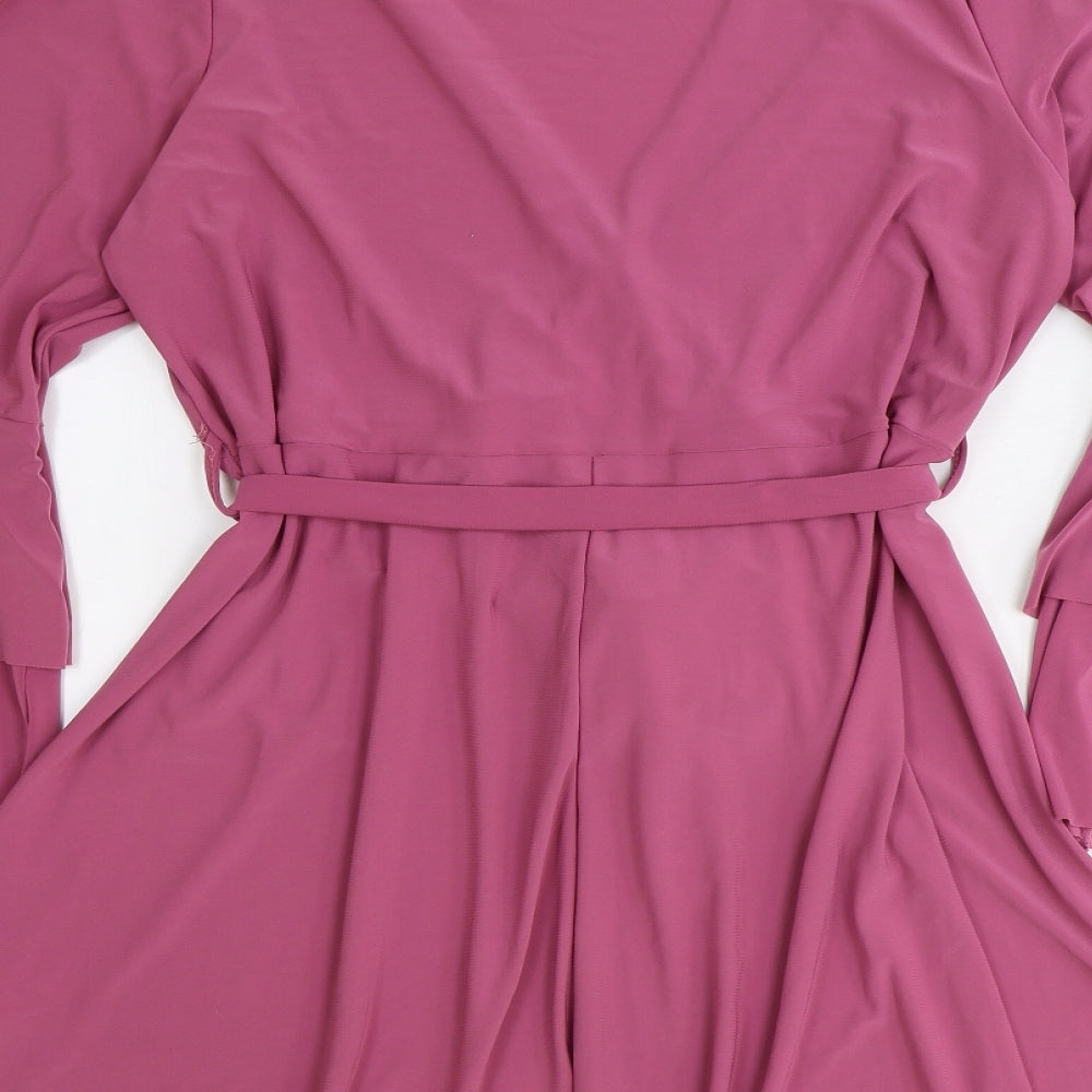 Yours Womens Pink Polyester A-Line Size 20 V-Neck Tie