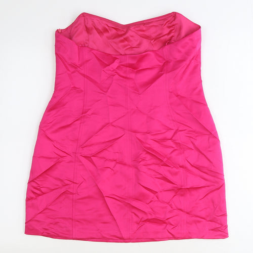 Zara Womens Pink Polyester Mini Size L Off the Shoulder Zip