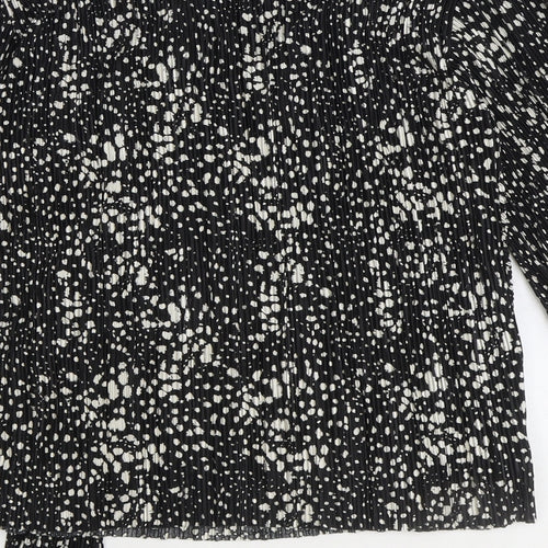 Monsoon Womens Black Geometric Polyester Wrap Blouse Size S V-Neck