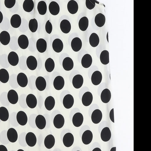TU Womens White Polka Dot Polyester Basic Button-Up Size 10 Collared