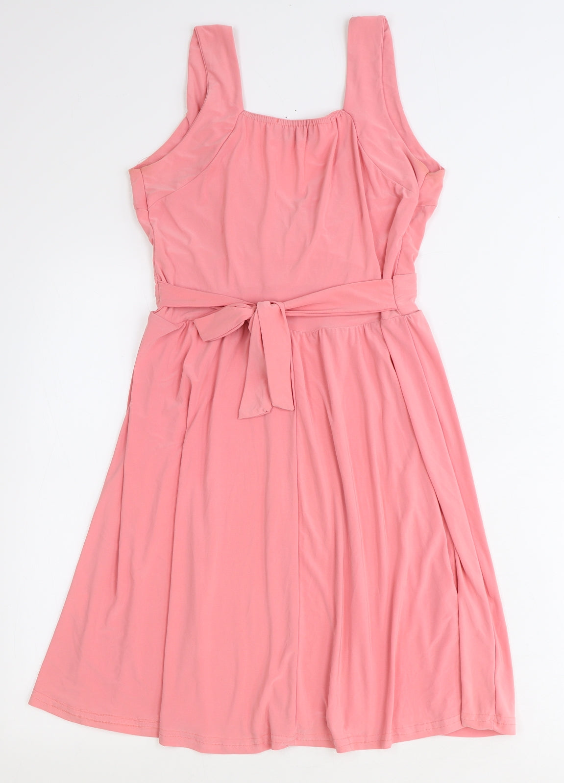 Pilot Womens Pink Viscose Fit & Flare Size 12 V-Neck Tie
