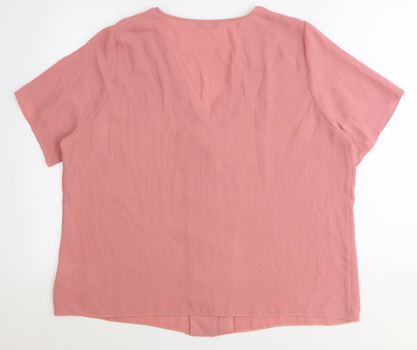 Preworn Womens Pink Polyester Basic Blouse Size 20 V-Neck