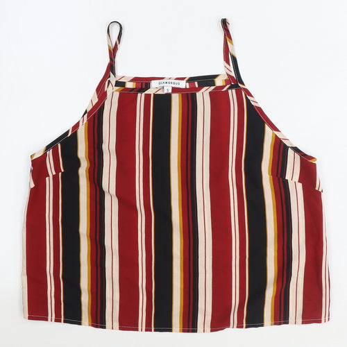Glamorous Womens Multicoloured Striped Polyester Camisole Tank Size S Square Neck