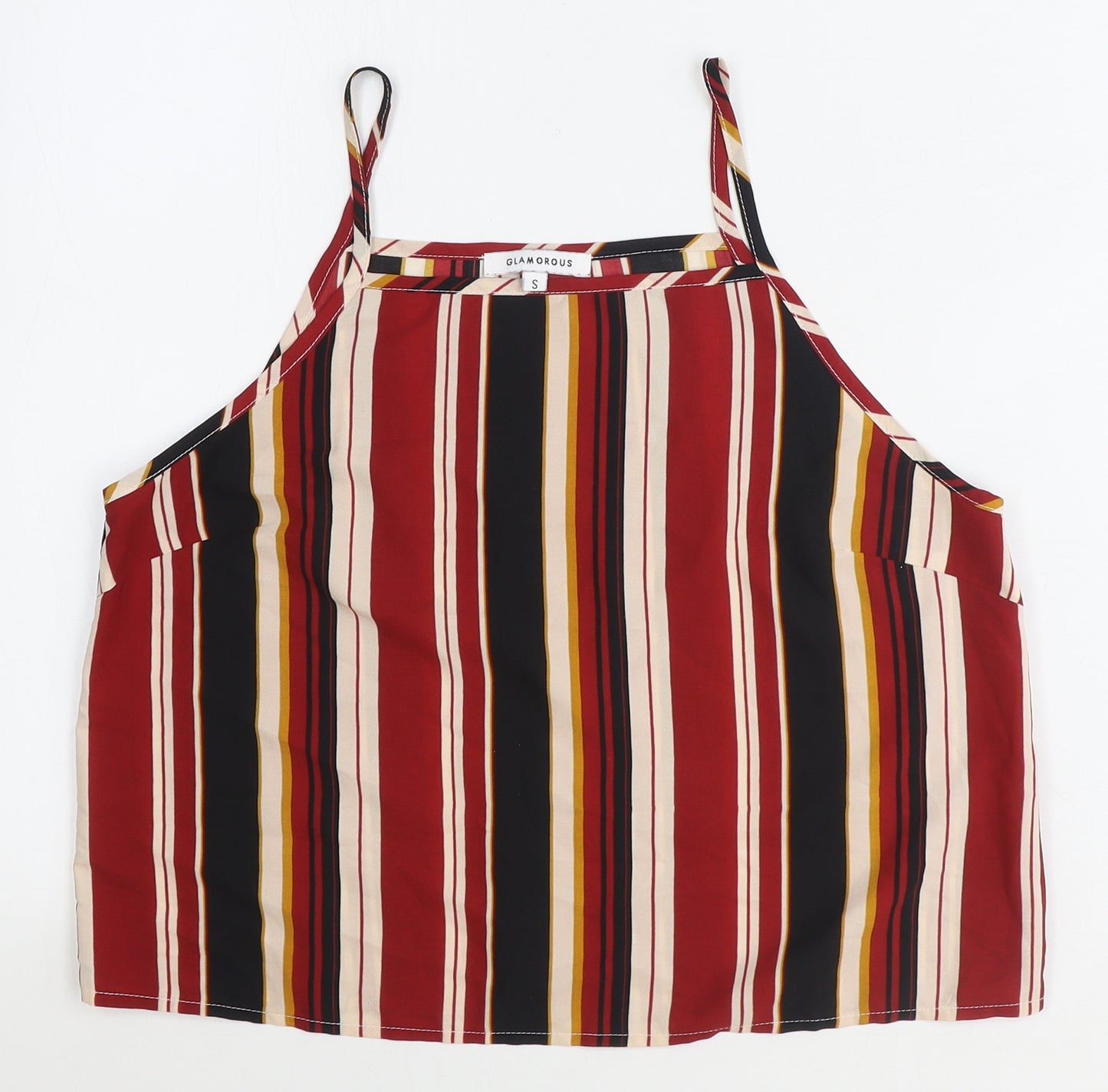 Glamorous Womens Multicoloured Striped Polyester Camisole Tank Size S Square Neck