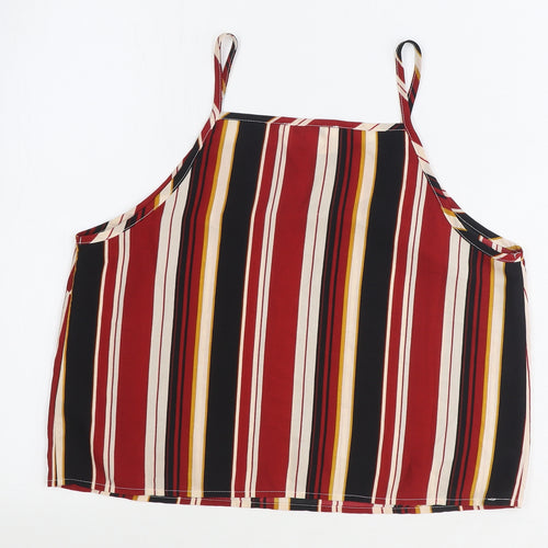 Glamorous Womens Multicoloured Striped Polyester Camisole Tank Size S Square Neck