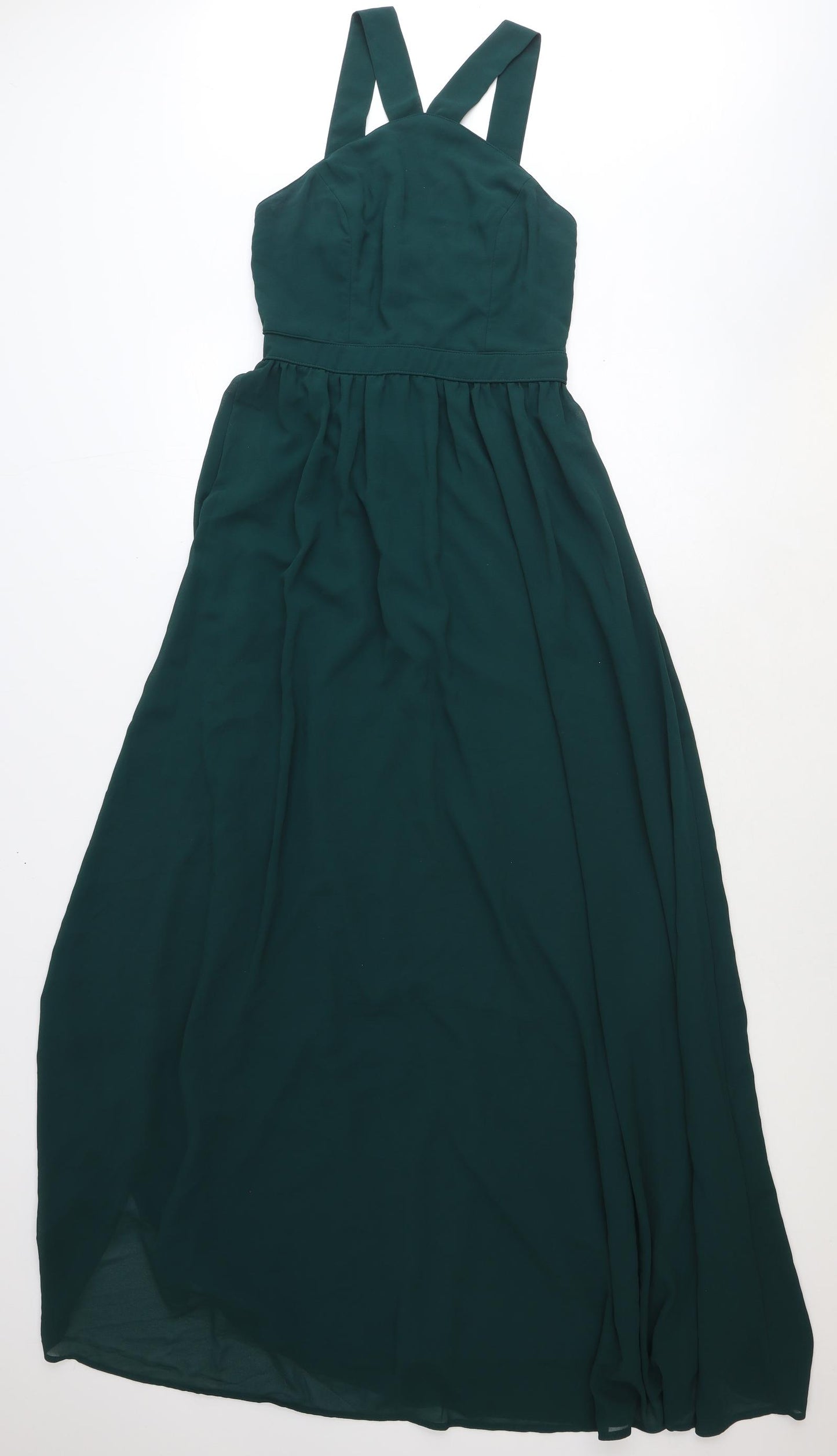 Lulus Womens Green Polyester Ball Gown Size S Halter Zip