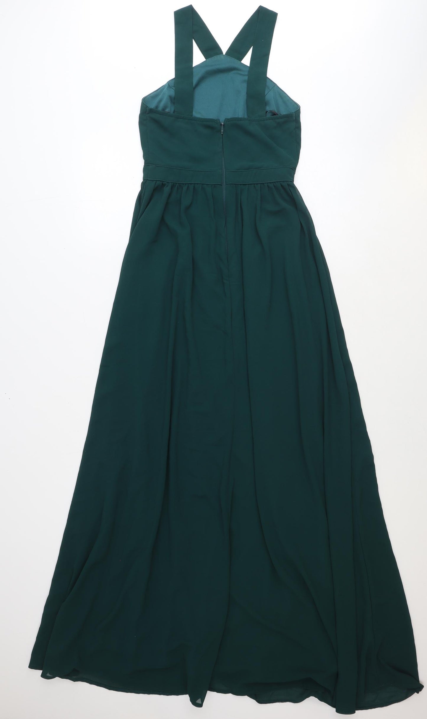 Lulus Womens Green Polyester Ball Gown Size S Halter Zip