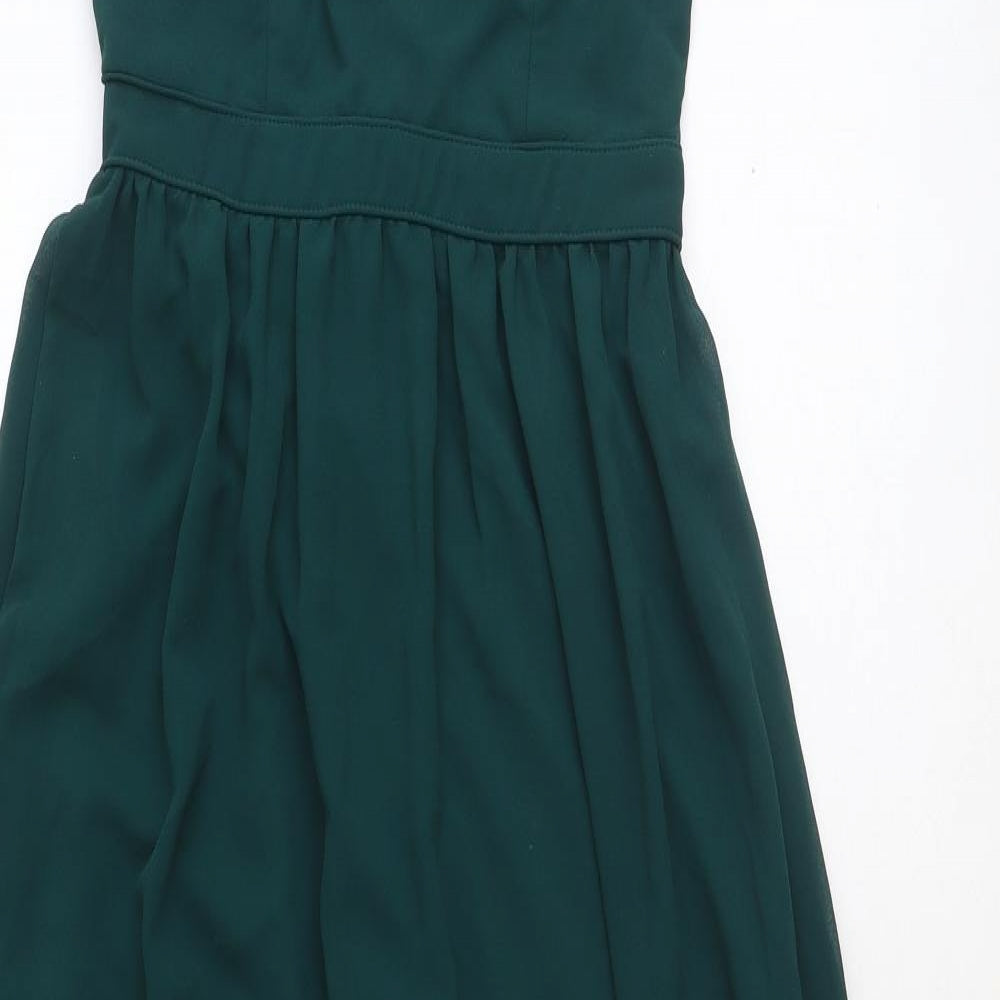 Lulus Womens Green Polyester Ball Gown Size S Halter Zip