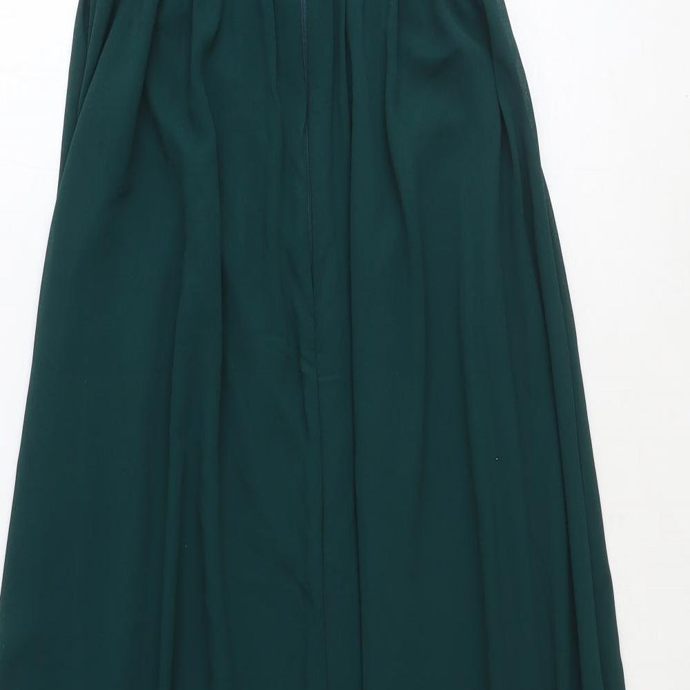 Lulus Womens Green Polyester Ball Gown Size S Halter Zip