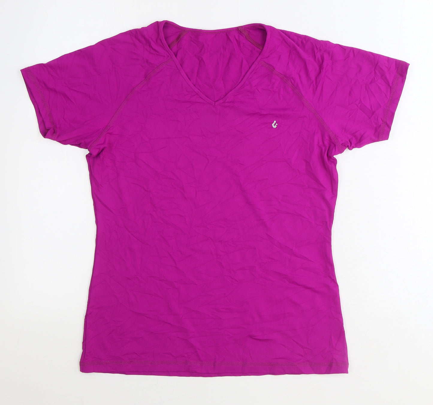 Preworn Womens Purple Polyamide Basic T-Shirt Size 12 V-Neck