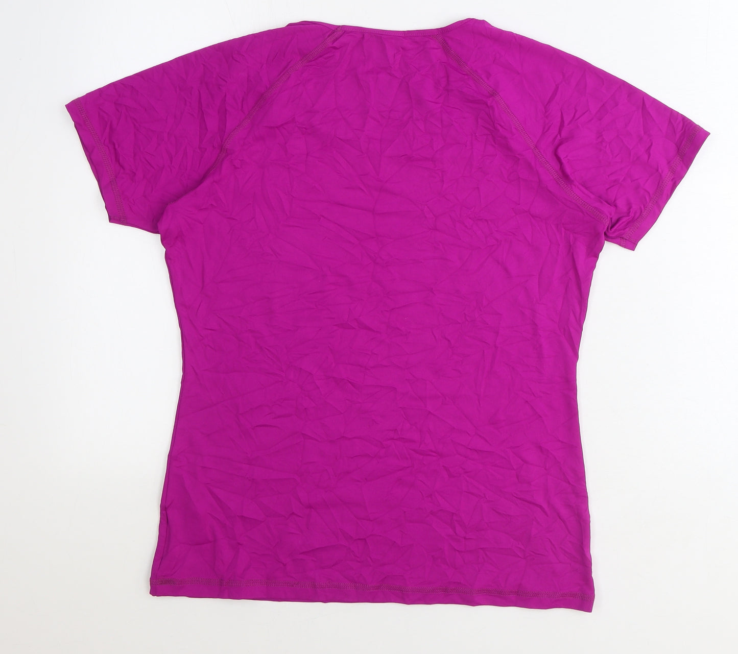 Preworn Womens Purple Polyamide Basic T-Shirt Size 12 V-Neck