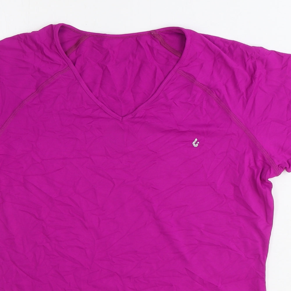 Preworn Womens Purple Polyamide Basic T-Shirt Size 12 V-Neck