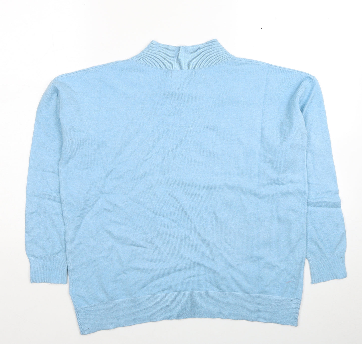 Marks and Spencer Womens Blue V-Neck Viscose Pullover Jumper Size M
