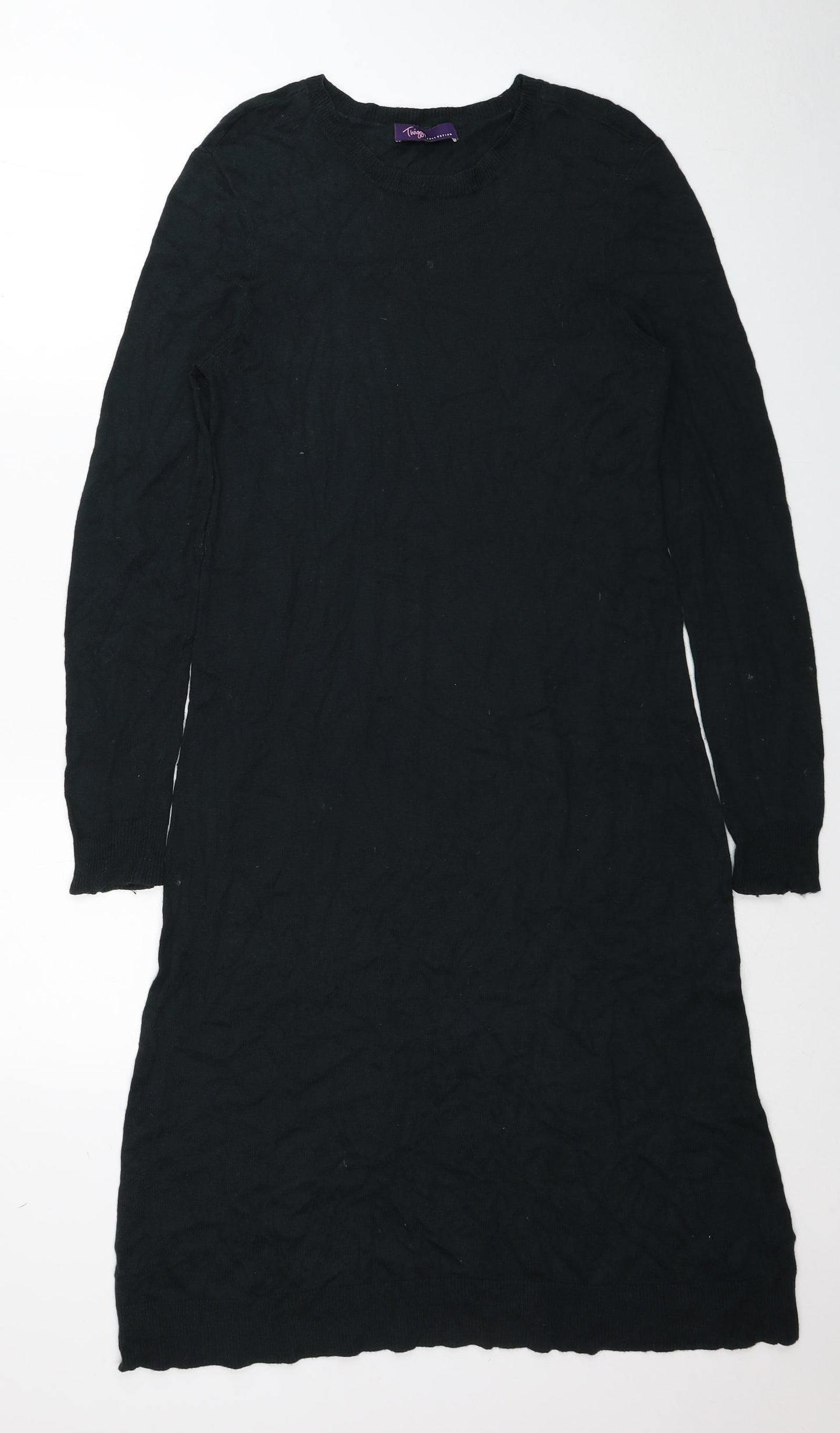 TWIGGY Womens Green Viscose Fit & Flare Size 10 Round Neck Pullover