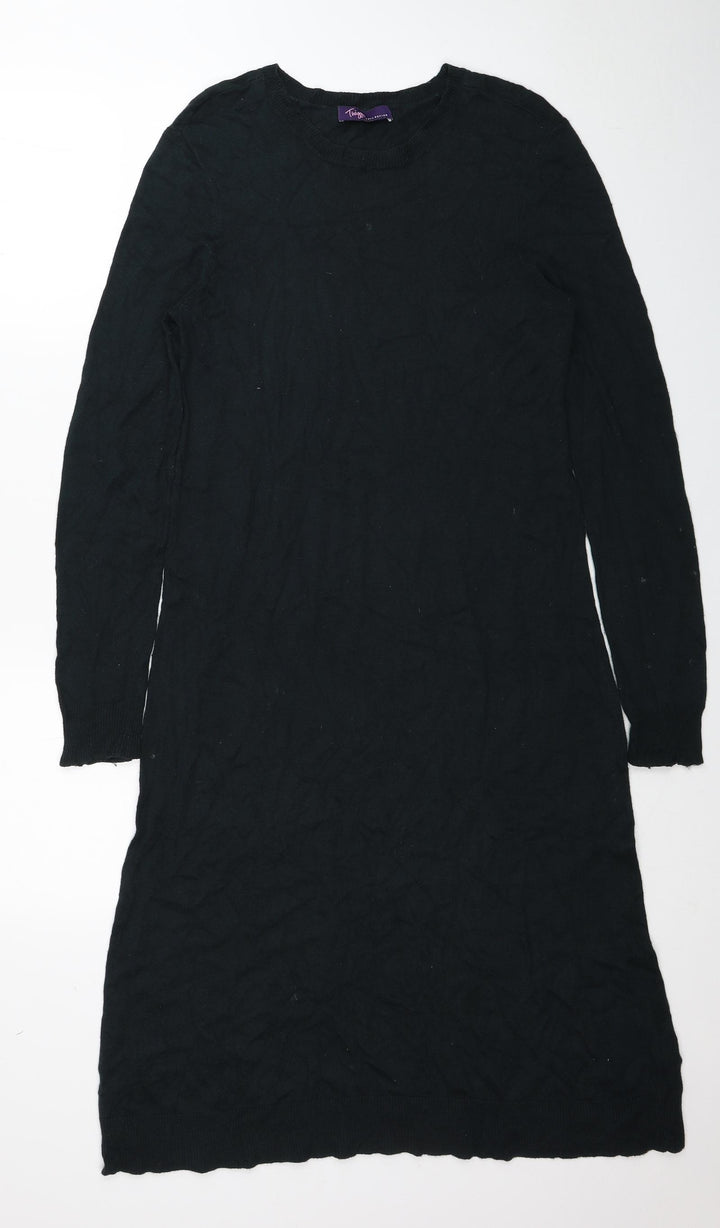 TWIGGY Womens Green Viscose Fit & Flare Size 10 Round Neck Pullover