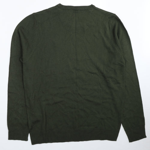 Brave Soul Mens Green Round Neck Acrylic Pullover Jumper Size XL