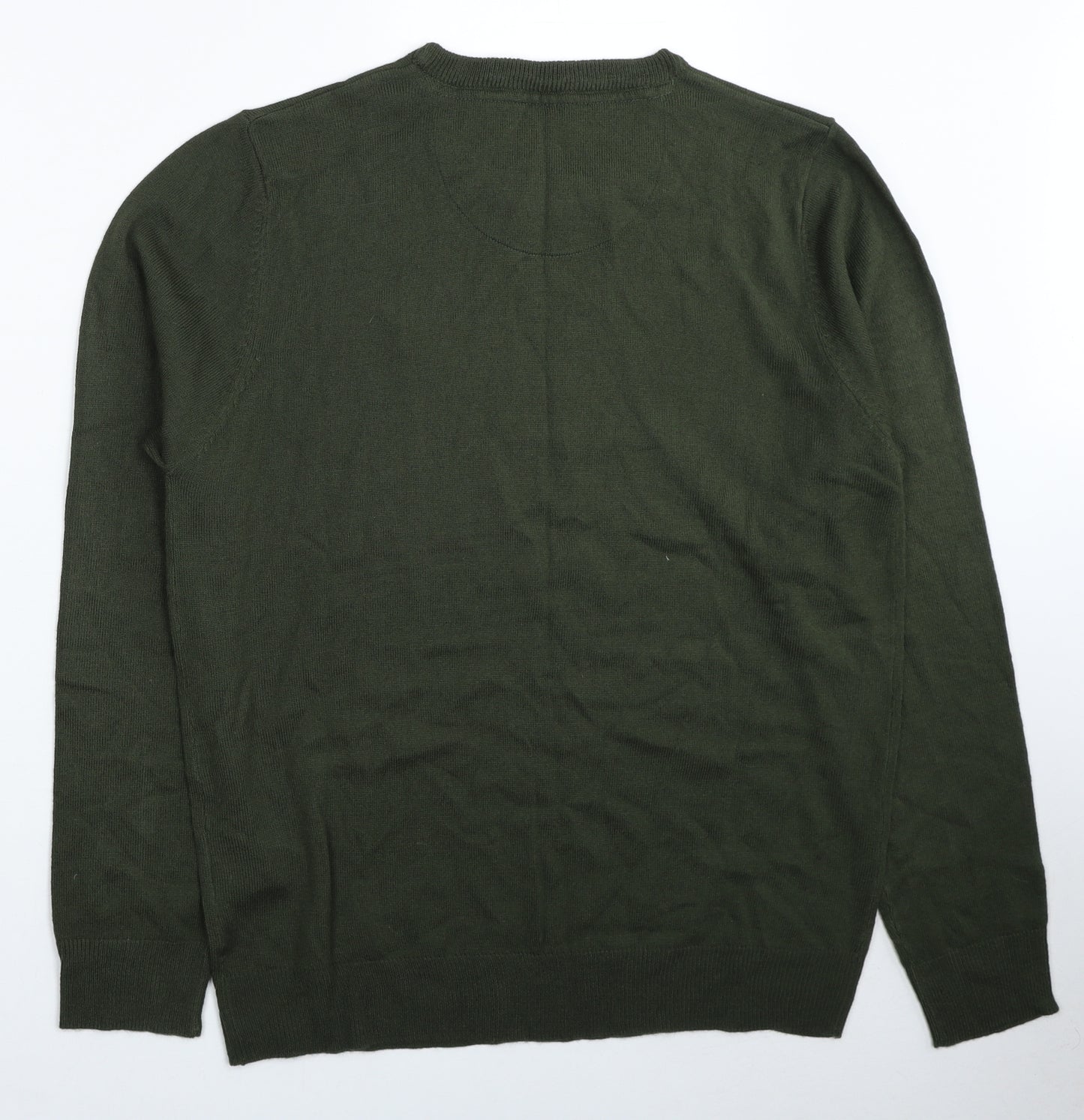 Brave Soul Mens Green Round Neck Acrylic Pullover Jumper Size XL