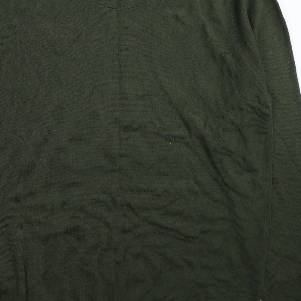 Brave Soul Mens Green Round Neck Acrylic Pullover Jumper Size XL