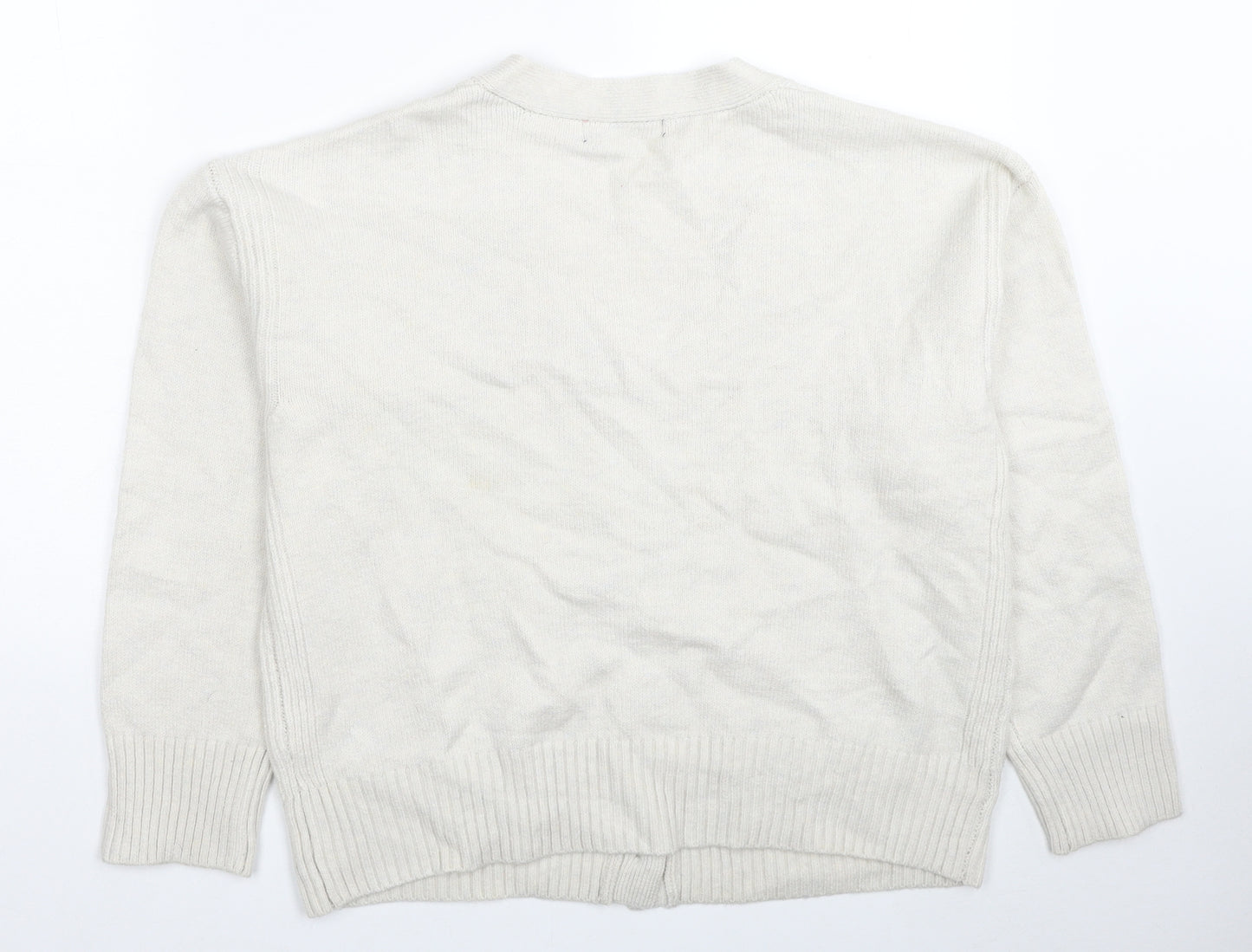 Marks and Spencer Womens Beige V-Neck Polyester Cardigan Jumper Size M