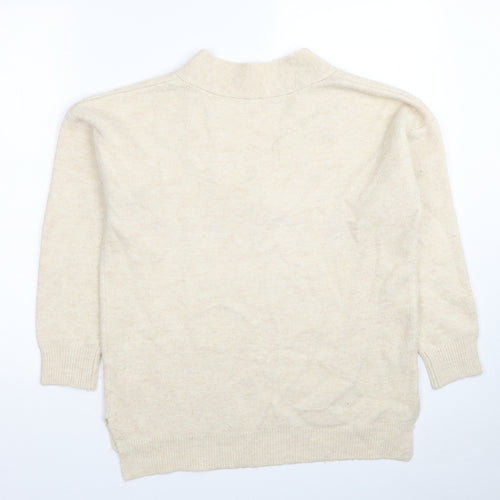 Collection Pimkie Womens Beige V-Neck Acrylic Pullover Jumper Size S