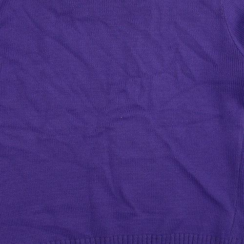 CHIC Womens Purple Round Neck Acrylic Pullover Jumper Size S - Size S/M