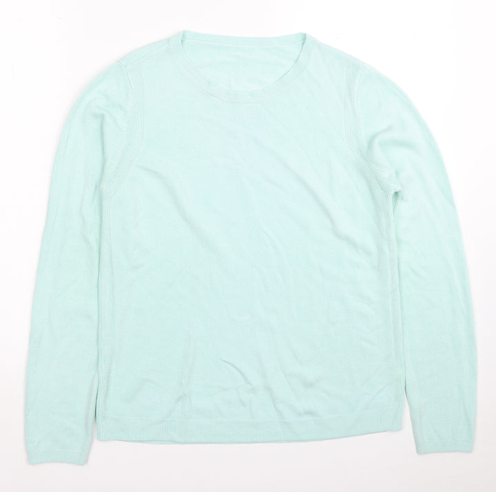 Marks and Spencer Womens Blue Round Neck Acrylic Pullover Jumper Size 10