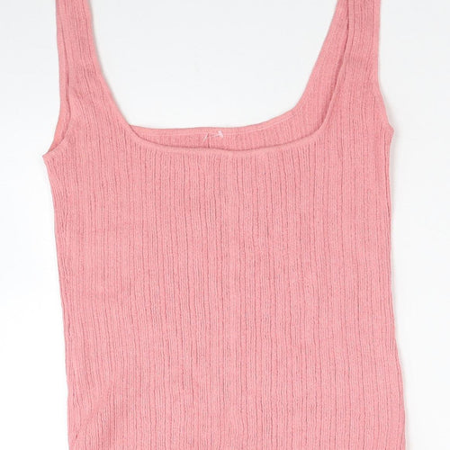 Ronit Zilkha Womens Pink Viscose Basic Tank Size M Scoop Neck