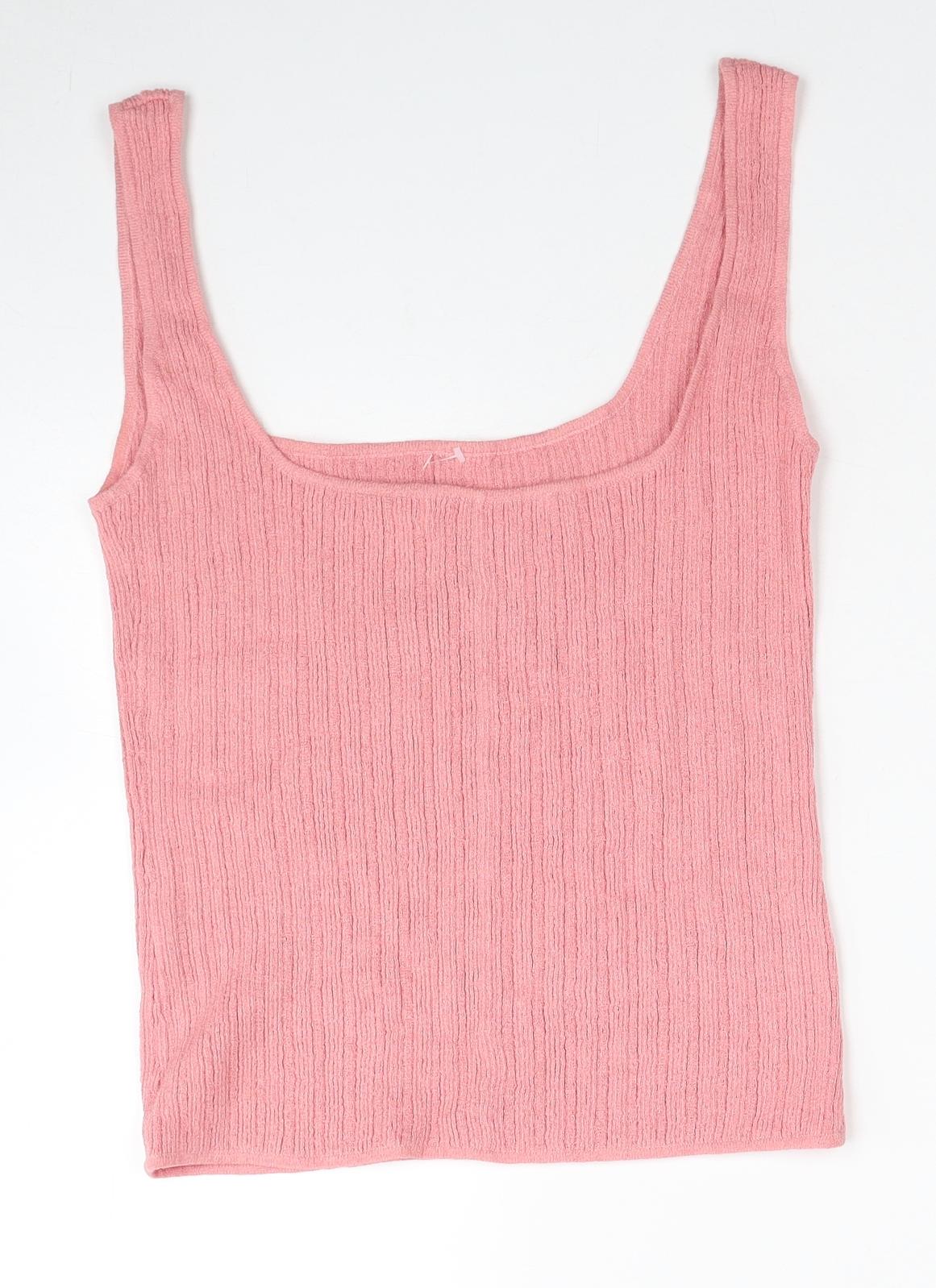 Ronit Zilkha Womens Pink Viscose Basic Tank Size M Scoop Neck