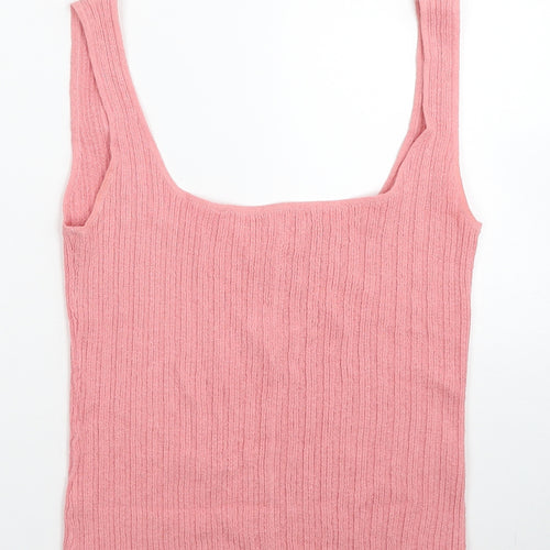 Ronit Zilkha Womens Pink Viscose Basic Tank Size M Scoop Neck