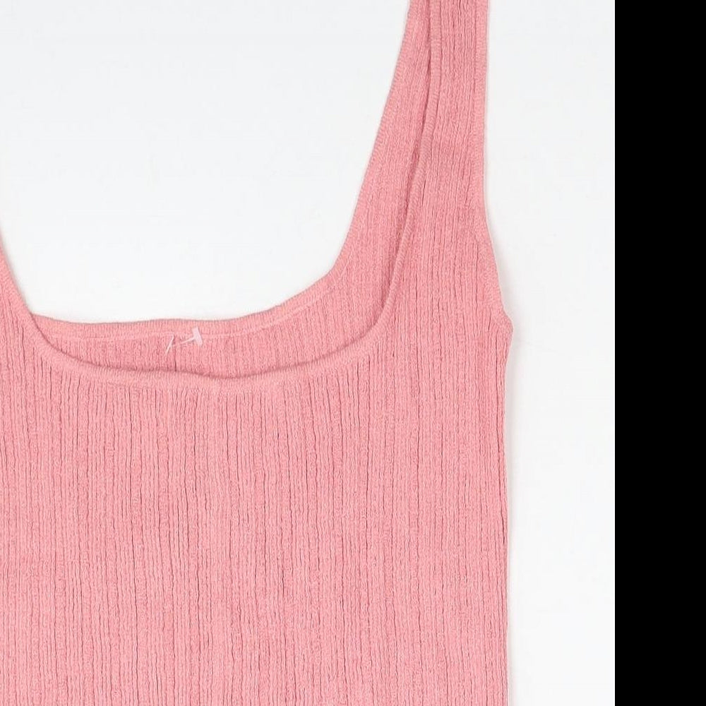 Ronit Zilkha Womens Pink Viscose Basic Tank Size M Scoop Neck