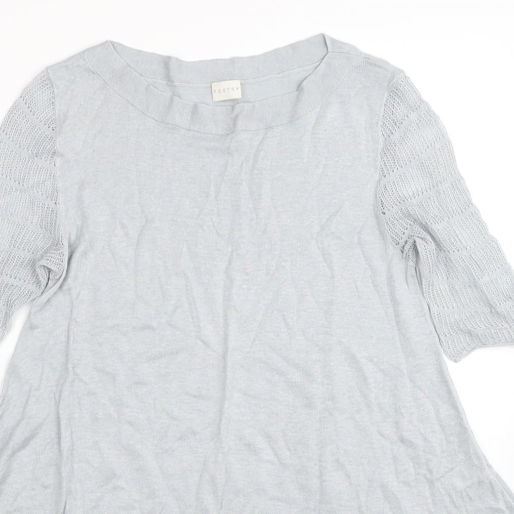 Poetry Womens Grey Round Neck Linen Pullover Jumper Size 10
