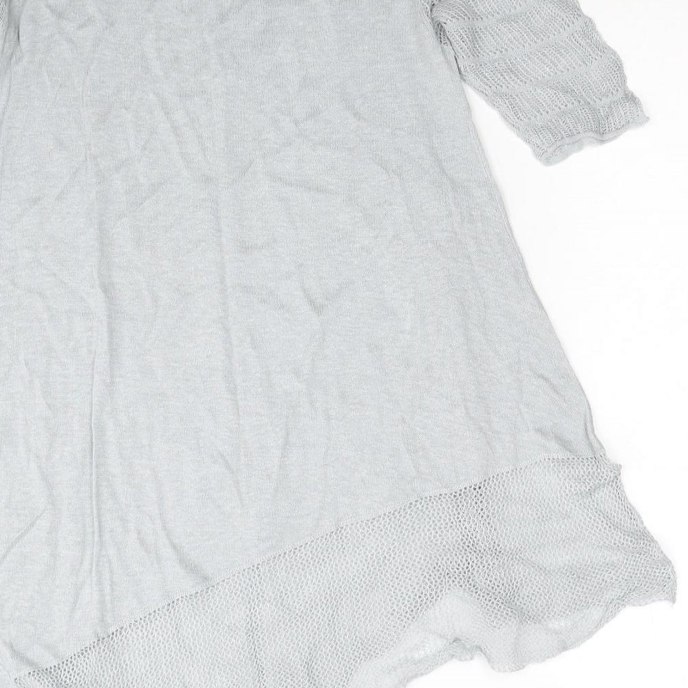 Poetry Womens Grey Round Neck Linen Pullover Jumper Size 10