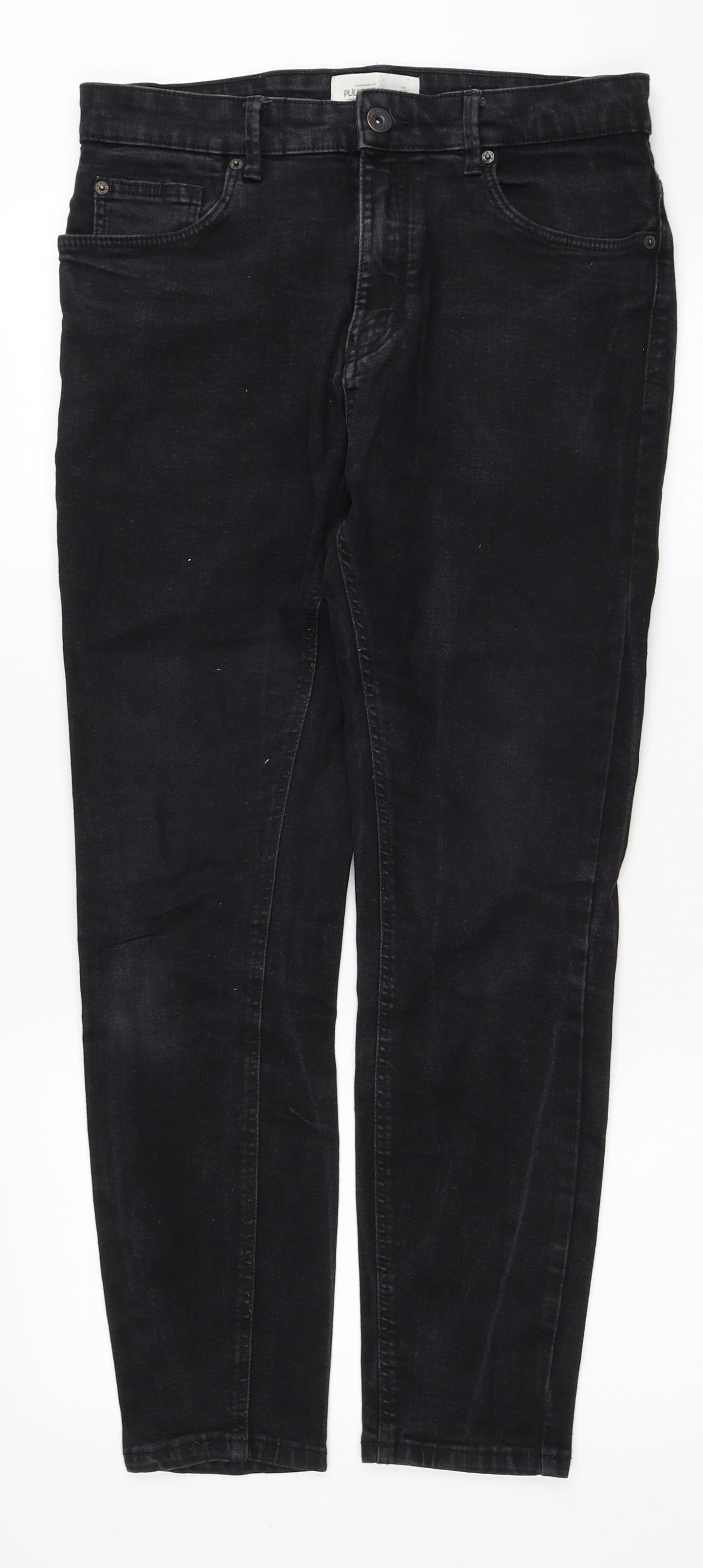 Pull&Bear Womens Black Cotton Skinny Jeans Size 12 Regular Zip