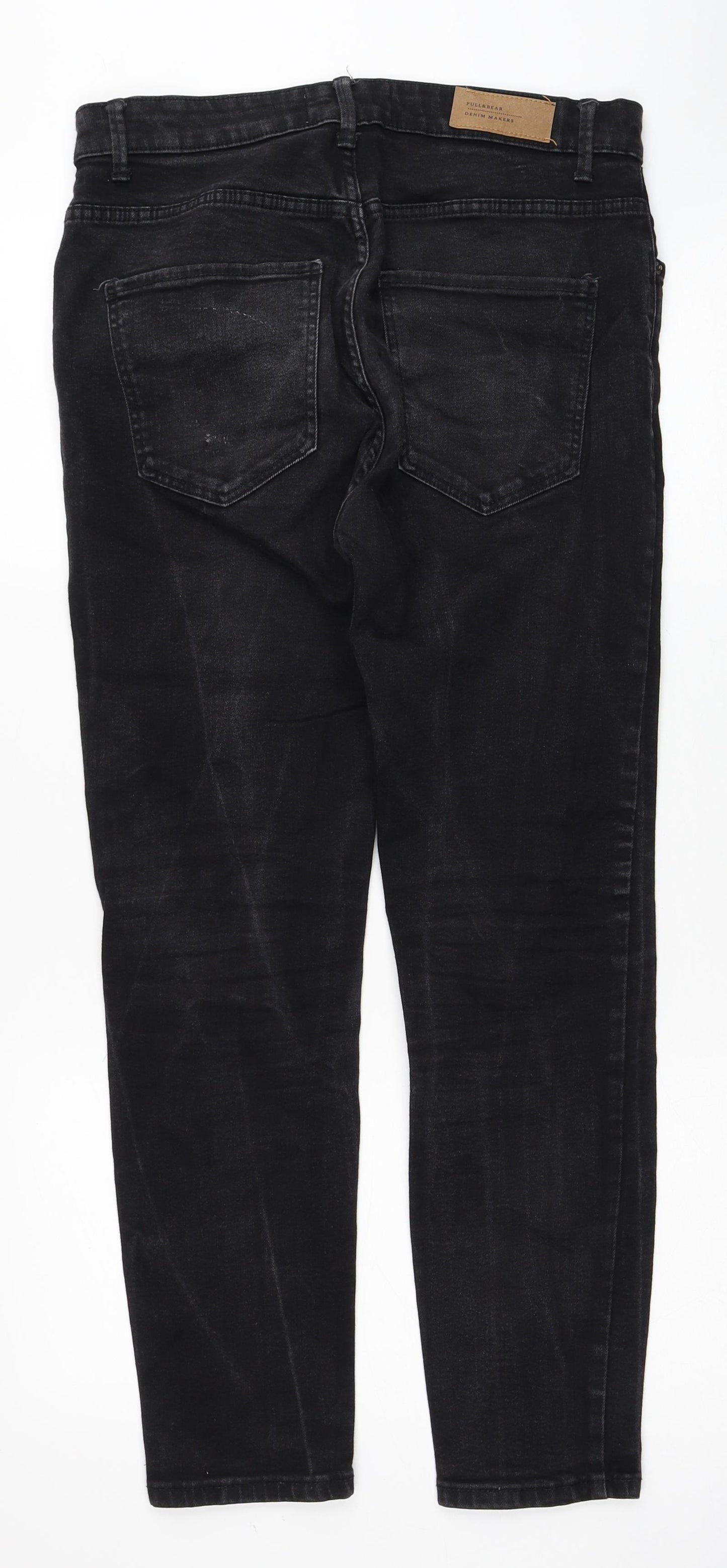 Pull&Bear Womens Black Cotton Skinny Jeans Size 12 Regular Zip